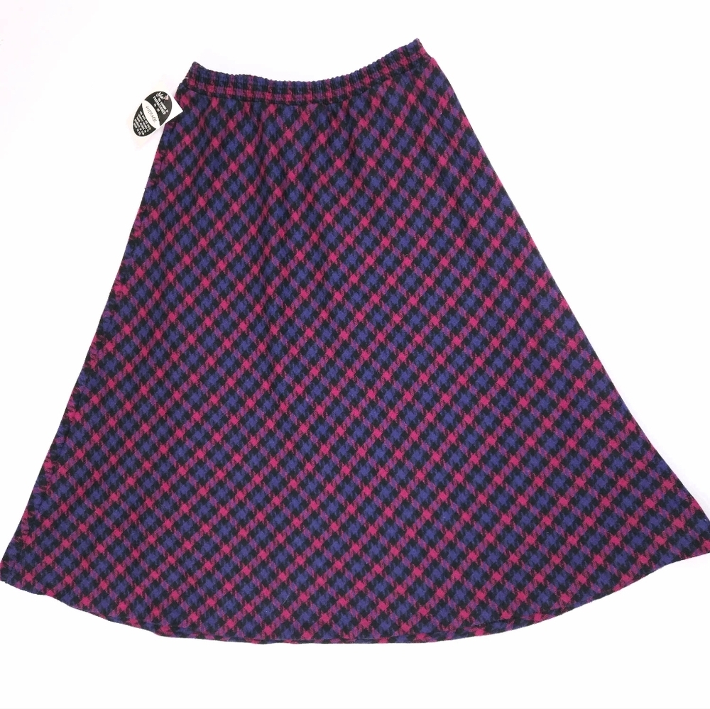 Blair Vintage Pink And Purple Plaid Tweed Circle Skirt Women's Small NWT
